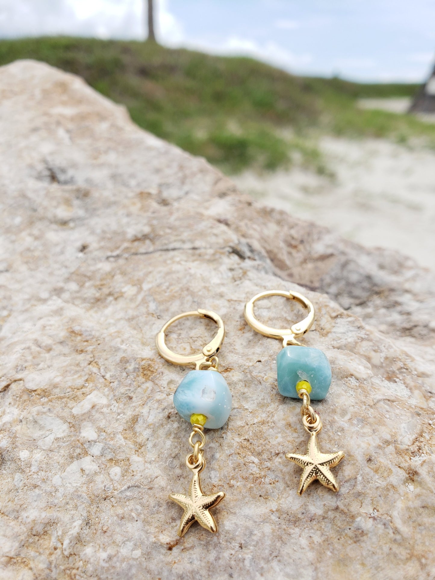 Aretes estrellitas y larimar
