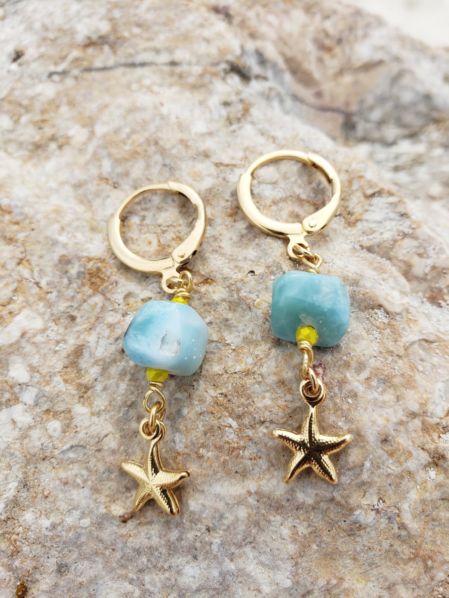 Aretes estrellitas y larimar